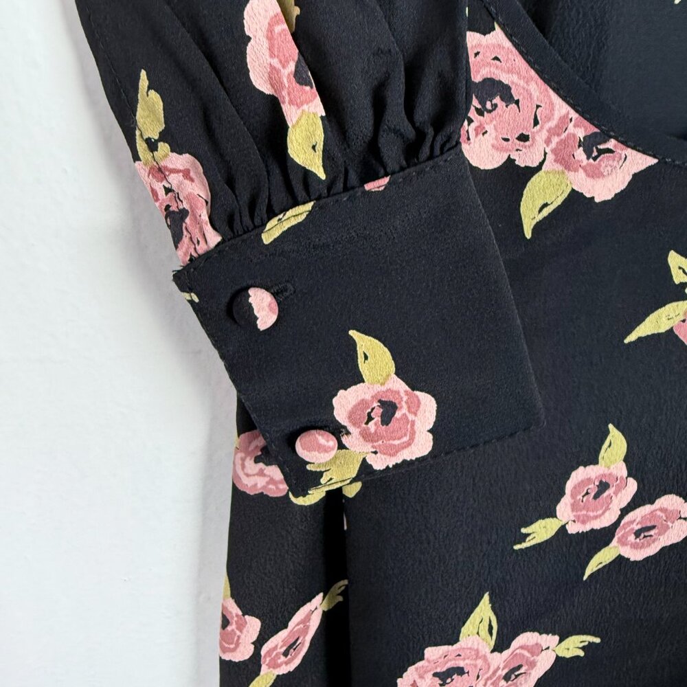 NWT Flynn Skye Elena Mini Dress Night Heavens Floral Long Sleeve Black Size XS - Picture 13 of 15
